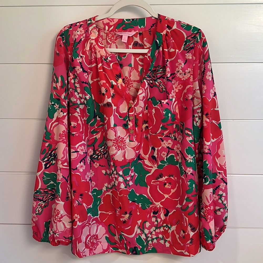 Lilly Pulitzer A Thing Called Love Hotty Pink Elsa XL- Rare Print! Machine wash